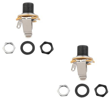 DIAO79NI 1/4 inch Mono Guitar Output Jack 6.35mm TS Mono Panel Mount Jack Socket for Strat Tele Electric Guitar/Bass, Black