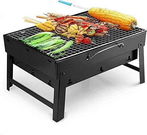 Parrilla de carbón portátil y Plegable para Barbacoa, de sobremesa, de Acero Inoxidable, para Exteriores, para Picnic, jardín, terraza, Camping, Viajes.