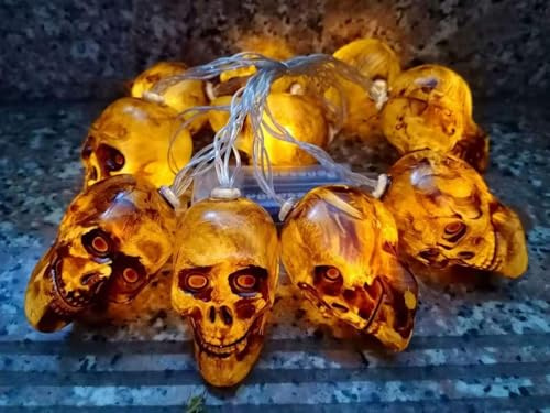 Halloweenluces fiesta Cadena de Luces de Halloween Patrón de Calavera Cadena de Luces LED Cadena Decorativas para Exteriores para Patio, jardín, Puerta, Patio, decoración de Navidad de Halloween