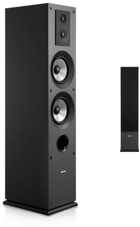 VEVOR Enceinte Colonne, 3 Voies, Tour de Son avec Tweeter 19 mm 25,4 mm, Woofer 133,4 mm, Puissance de Crête 145 W, Réponse en Fréquence 70 Hz à 20 kHz, Boîtier en MDF, pour Système Audio Domestique