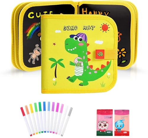 Tabla de Dibujo Portátil para Niños,Libro Pizarra Infantil Reutilizabletabla para Juguete Educativo,Juegos de Pinturas para Niños 14 Páginas con 12 Lápices de Colores para Cumpleaños y Navidad Regalo