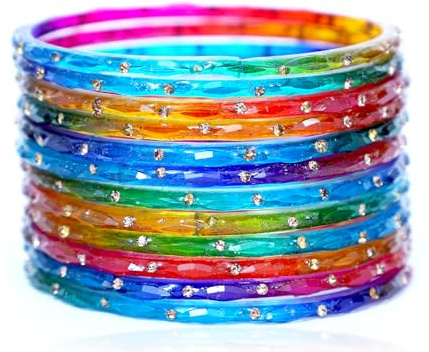 JD'Z COLLECTION Indian Glass Bangles Set Indian Costume Bangles Bollywood Glass Bangle Matching Colors | Wedding Jewelry Bangle Set for Women | Transparent Crystal Bangles | Wedding Bangles Set of 12 (Multicolor, 2.4, Inches, 2.4, Inches, 2.4, Inches, 2.4, Inches, 2.4, Inches)