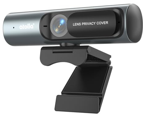 atolla 2K HD-konferenswebbkamera, integritetsskydd, 78° synvinkel, autofokus, inbyggd brusreduceringsmikrofon, USB-A för PC och bärbar dator, för Zoom, Skype, team