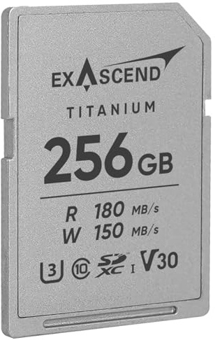 Exascend Titanium SDXC UHS-I V30 Speicherkarte 256 GB – Vollmetallgehäuse, bis zu 180 MB/s Lesen, 150 MB/s Schreiben, 4K UHD Video, IP68 wasser- und staubabweisend, 20 × stärker als Standard-SD-Karte
