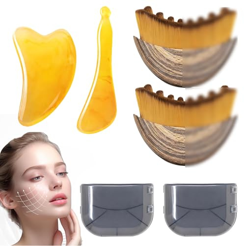 2 cepillos faciales, cepillo seco de contorno con caja de almacenamiento, cepillo de drenaje linfático para la cara, cepillo seco y varita de masaje
