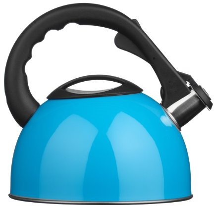 Premier Housewares 505130 - Tetera hervidor con Silbato, Acero Inoxidable, Base de inducción, 0,4 mm, 2,5 l, Color Azul
