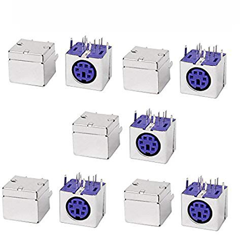 TopHomer 10 stycken PS/2 6-stifts mini DIN kontakt uttag PCB mus tangentbord uttag lila