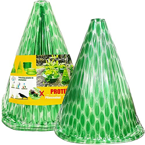 VDYXEW Sombrero para Plantas, Juego de 20 Unidades, de plástico Verde Transparente, protección contra Caracoles, Las inclemencias del Tiempo, pájaros y Animales Salvajes, Sombrero para Plantas