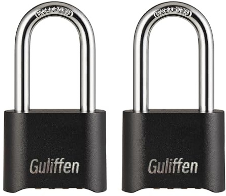 Guliffen 2 Pack Heavy Duty Weatherproof Combination Padlock, Outdoor Combination Lock with Long Shackle for Gate, Fence, Warehouse, Storage Unit,Garages