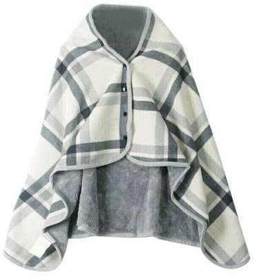 CAMEIRGOU Women's Warm Fleece TV Sweatshirt and Plaid Blanket Wrap - Soft, Cozy Shaws for Winter - Grey