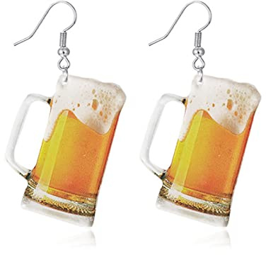 ONLYJUMP Simulering Öl Örhängen Vinglas Örhängen för Kvinnor Söta Ölglas Örhängen Gul Whisky Örhängen Rött Vin Glas Örhängen Akryl Örhängen Roliga Smycken