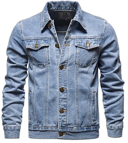 Chaqueta Estilo de hombre Ropa de abrigo Manga larga Ropa casual Ajuste holgado Ligero Al aire libre Top con botones Abrigo de mezclilla Chaquetas de mezclilla vaquera lavadas vintage clásicas Tallas