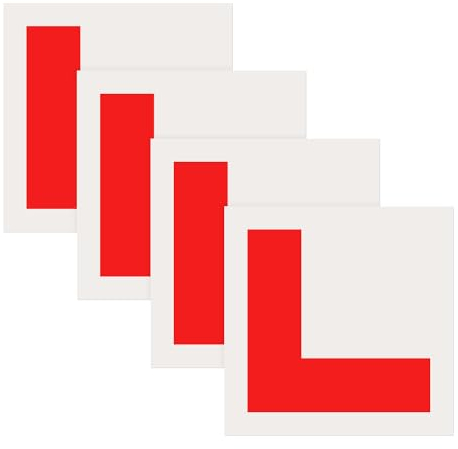 Luckious 4pcs L Plates for Car Motorcycle - Window Self Cling L Plates for Glass, Non-Magnetic Adhesive Stickers for New Drivers