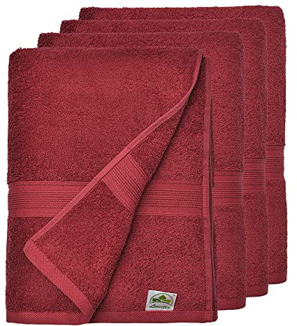 leevitex® Handtuch 4er Set aus 100% Baumwolle, weich und saugstark | 500 g/m² | 50 x 100 cm | Bordeaux