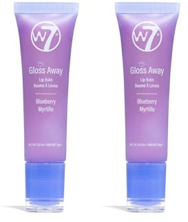 W7 Gloss Away Lip Balm Duo - Hydrating Lip Balm Set with Shea Butter & Fruit Extracts - Restores Chapped & Dry Lips - Vegan & Cruelty-Free - Blueberry