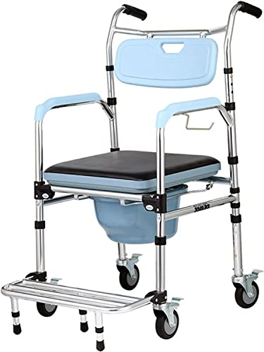 DIIDIIFF Toilettenrollstuhl, höhenverstellbar, Toilettenstuhl für ältere Menschen, Duschstuhl mit Armlehnen und Rädern, Aluminiumlegierung, kann weggestellt Werden, Pedal-Gehhilfe mit Sitz B