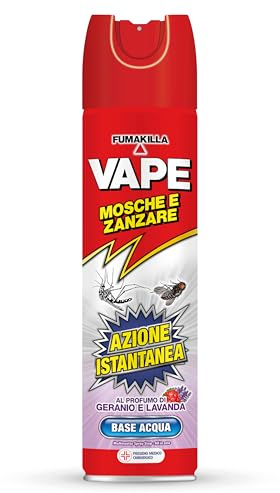Vape Mosche e Zanzare Spray Geranio Lavanda 400ml, Spray Insetticida Antizanzare e Antimosche, Adatto per l'Uso Domestico