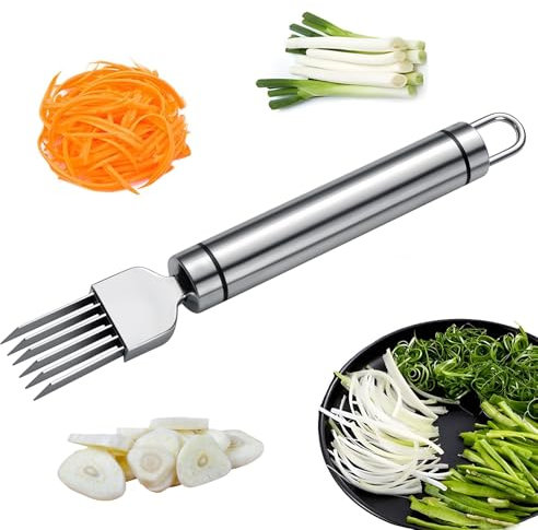 Shred Silk The Knife, couteau à oignon vert haché en acier inoxydable, outil de coupe pour légumes, oignons, ail, hachoir rapide pour ustensiles de cuisine (poignée ronde)