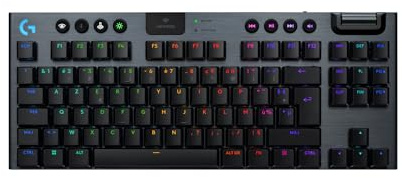 Logitech G G915 X LIGHTSPEED TKL Clavier gaming sans fil ultra-plat, touches PBT double couche, touches entièrement programmables, rétroéclairage RVB, GL Red Linear - PC/Mac, FRA AZERTY - Noir