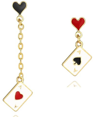 YAPKOLV 1 Paar Hypoallergene Poker-Ohrringe für Frauen-Mädchen Glücksspiel-Casino Schmuck Geschenk