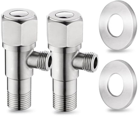 2 Pezzi Valvola Ad Angolo, Rubinetto Filtro Sottolavabo Attacco 1/2 Uscita 3/8 Rubinetto Lavastoviglie in Acciaio Inox 304 con i Kit di Installazione