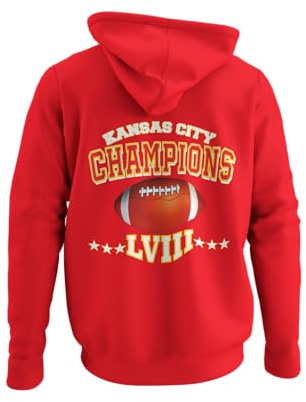 Huvtröja för män, amerikansk fotboll, stadsmästare, män, huvtröja med huva, outfit, pullover, klädstorlekar XS-5XL, röd, XS