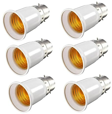 NONGYU Lot de 6 adaptateurs de douille B22 vers culot E27 pour ampoule à baïonnettes vers vis