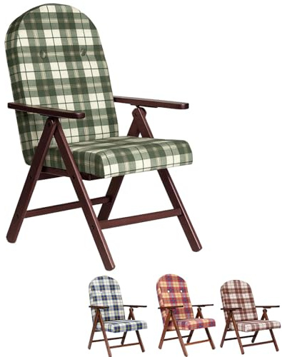 PALUPLUS Poltrona Reclinabile Campania, Misura 60x67x106 cm, Schienale Regolabile in 4 Posizioni, Struttura e Braccioli in Legno di Faggio, Sedia per casa, Portata 110Kg -191C (Verde Scozzese)