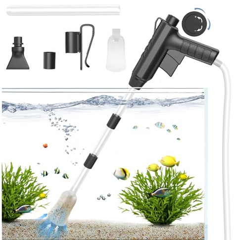 QZQ Fish Tank Syphon Cleaning Kit For Aquarium Powerful Suction Fish Tank Siphon 4-in-1 With Water Flow Adjustment Water Changer And Gravel Cleaner For Fish Tank Aquarium Cleaning Kit