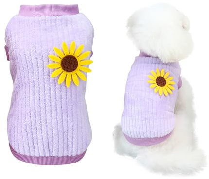 YAODHAOD Dog Sweater, Pet Clothes, Plush, Soft, Thick, Warm, for Winter, Dogs, Cats, Apricot (Purple, XL)