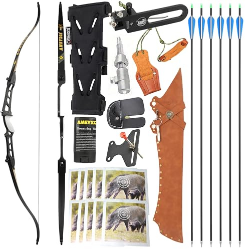 FQH 68 inch Recurve Bow 36 Lbs Take Down RH Archery Outdoor Shooting Hunting Target Carbon Arrows Aluminum Riser Laminated Layer Limbs