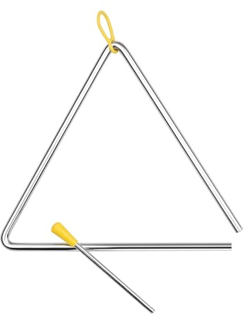 Aramox Steel Triangle Bell with Mallet, Durable Musical Instrument for Kids, 4/6/8/10 Inch Rhythm Learning Tool, Perfect for Early Education and Hand Percussion (8-inch)