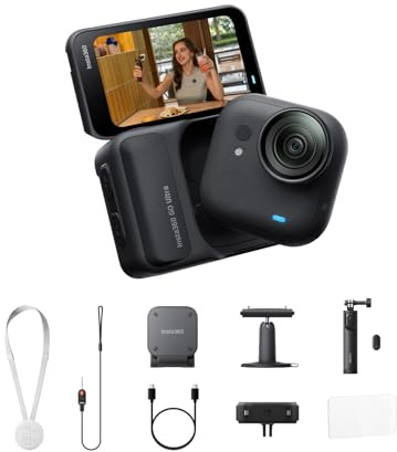 Insta360 GO Ultra Anywhere Bundle - Small 4K Vlogging Camera, Hands-Free, POV Cam, 1/1.28 Sensor, 53g Lightweight, 156° FOV, 200 Min Battery Life, Magnetic Wearable Action Camera for Sports, Vlog