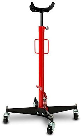 EBERTH Getriebeheber 500kg, Faulenzer Getriebeheber Hydraulisch mit Arbeitshöhe 110 bis 195 cm, stufenlos höhenverstellbar, 4 robuste Lenkrollen, Aufnahmekreuz, Motorheber mit Fuß Pedal zum pumpen