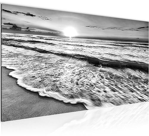 Väggmålningar Sunset Beach 1 del Modernt non-woven duk vardagsrum hall Panorama Svartvitt 023712c