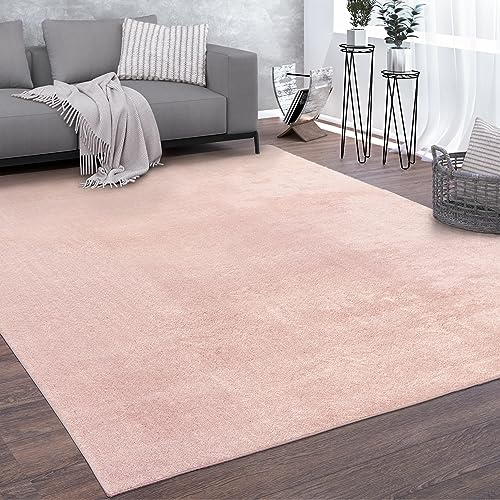 Paco Home Tappeto Salotto Pelo Corto Monocolore Design Moderno Morbido Rosa, Dimensione:80x150 cm