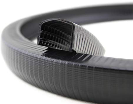 SMI-Kantenschutzprofil KS28-32S für 28-32mm PVC mit Stahleinlage Schwarz selbstklemmend ohne Kleber - Kantenschutz, Kederprofil, Kantenprofil, Kantenschutzleiste für Bleche, Platten (5 m)