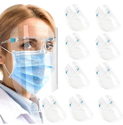 sb components Full Face Protective Shield Visor, Face Shield with Glasses Transparent Face Visor Resistant to Prevent Saliva, Oil Fume, Spitting Anti-Fog Lens for Daily activities and Working (10)