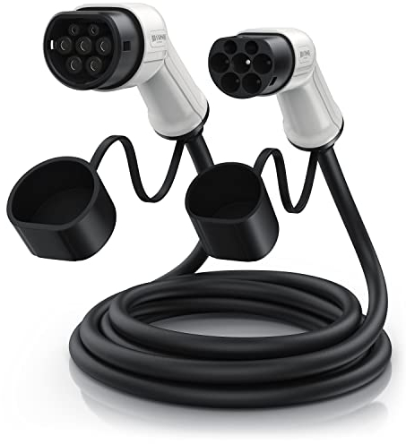 Brandson 22 KW Ladekabel 5m, Ladestationenzubehör für Elektroauto + Hybrid, IEC Typ 2 auf Typ 2 (EN 62196-1&2) 3,6 A-32 A 3-phasig 480V, kompatibel mit S/3/X/Y, ID.3 ID.4 Leaf ZOE i3 iX EQC E-Tron
