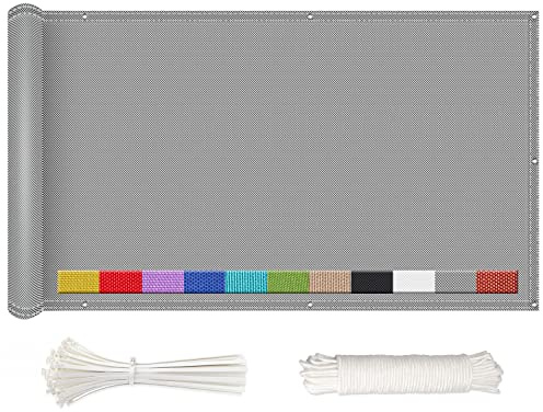 NKADNB Balkonginsynsskydd 80 x 450 cm, balkongspänning, insynsskydd, vind-och UV-skydd, väderbeständigt för balkongräcken, trädgård, balkong, insynsskydd utan borrning, grå