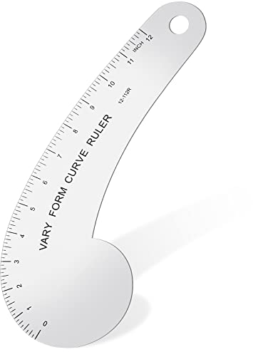 Youyole Variierende Form, Kurvenlineal, 30,5 cm, massives Aluminium, französische Kurve, Hüftkurvenlineal zum Messen von Nähdesign