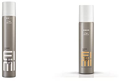 Wella EIMI Dynamic Fix Styling Spray – 1 x 500 ml & Wella EIMI Super Set Haarlack – Fixing Spray für extra starken, zuverlässigen Halt – mit UV-Schutz-Formel – 1 x 75 ml