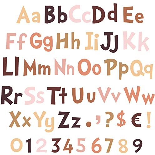 Tenare 134 Stück 12,7 cm Pinnwand Buchstaben Alphabet Zahlen Buchstaben Combo Set Buchstaben Ausschnitte für Pinnwand Display Heimdekoration (Boho-Stil)