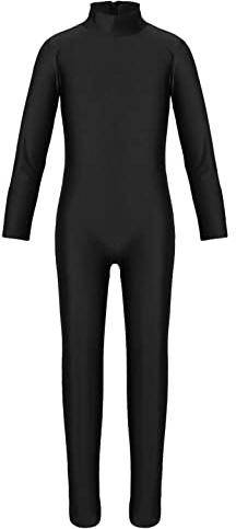 CHICTRY Ragazza Body da Ginnastica Danza Classica Tuta Sportiva Intera Leotard Balletto Bambina Bodysuit Aderente Jumpsuit per Allenamento Performance Nero 14-16 anni