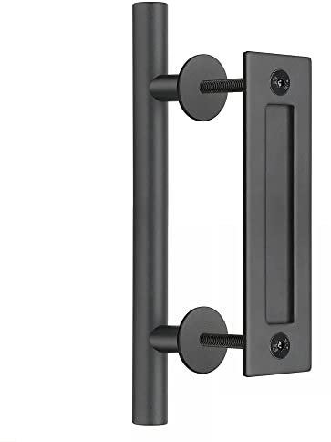 HASWARE Ensemble de poignées de porte de grange coulissantes de 12 po, à tirer et à affleurer, à usage intensif, à deux côtés et à plaque arrière plate, pour armoire de porte de garage