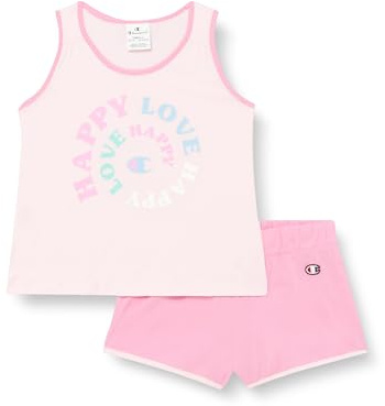 Champion Legacy Icons G - Graphic Top & Shorts Completo, Rosa Confetto/Rosa Ciclamino, 13-14 anni Bambine e ragazze SS24