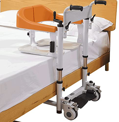 BOTOWI Silla Elevadora para Traslado de Pacientes, Silla con Inodoro de Cabecera con Asiento Dividido 180°, Elevador para Silla de Ruedas, Silla de Ducha para Discapacitados, Carga 150 Kg