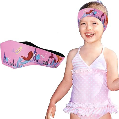 KGDUYC Bandeau de Natation Enfant, Protection d'Oreilles pour Bain et Sport, Équipement de Sports Nautiques et de Surf Élastique Réglable (Rose)
