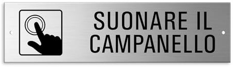 Targa Suonare il campanello Cartello perforato 2 volte in Alluminio 150x40 mm Ottica acciaio inossidabile