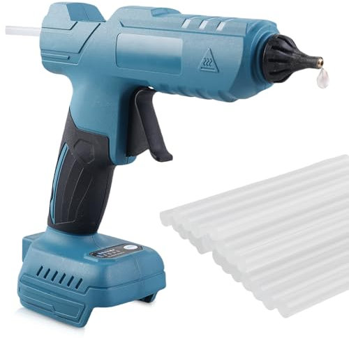 GOEDCH Pistola Silicona Caliente Inalámbrica: 18V 200W Pistola Pegamento Caliente, Pistola de Silicona, con 20 11×150mm Barras Pegamento, Calentamiento Rápido para Bricolaje, Arte (Sin Batería)